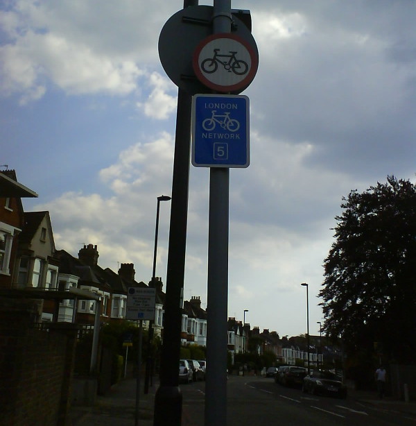 London Cycle Network Route 5 - along which cycling is prohibited