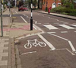 very short cycle lane
