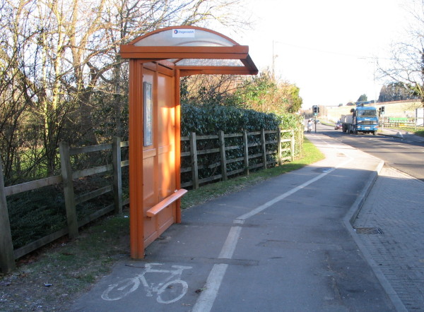 Cycle path throug a bus stop